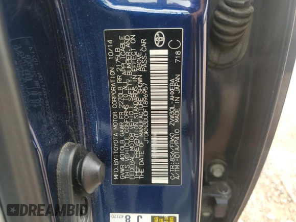 2015 Toyota Prius Four with VIN JTDKN3DU0F1896957, listed as a Copart auction lot 64489315 with 252,278 mi miles and Clean title. Bid and sale history available at DreamBid. Image 12.
