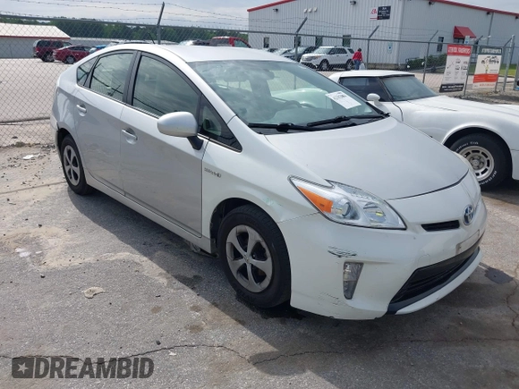 2013 Toyota Prius One with VIN JTDKN3DU5D0352800, listed as a IAAI auction lot 42102084 with 341,876 mi miles. Bid and sale history available at carsss.com. Image 1.