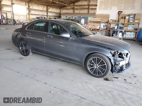 2020 Mercedes-Benz C 300 with VIN W1KWF8DB9LR589736, listed as a Copart auction lot 61863365 with 53,490 mi miles and Salvage title. Bid and sale history available at DreamBid. Image 4.