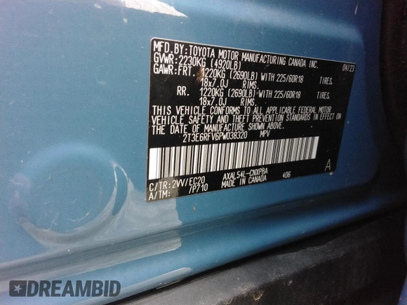 2023 Toyota RAV4 Hybrid XSE with VIN 2T3E6RFV6PW038320, listed as a Copart auction lot 46690615 with Not provided miles and Salvage title. Bid and sale history available at DreamBid. Image 15.