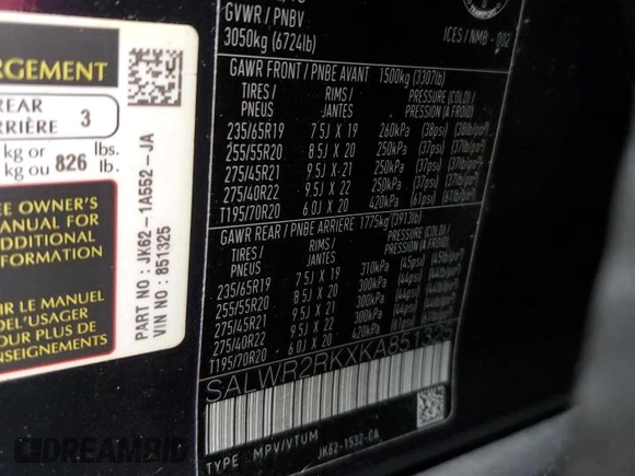 2019 Land Rover Range Rover Sport HSE with VIN SALWR2RKXKA851325, listed as a Copart auction lot 77673504 with 105,935 mi miles and Salvage Title. Bid and sale history available at carsss.com. Image 14.