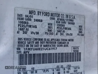 2001 Ford Explorer Sport z VIN 1FMYU60E21UC61917, wystawiony jako Copart lot #47710121 z przebiegiem 290 668 mil mil oraz Nie do naprawy • Non repairable. Historia ofert i sprzedaży dostępna na DreamBid. Obrazek 10.