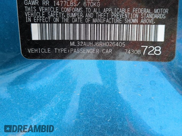 2024 Mitsubishi Mirage ES z VIN ML32AUHJ6RH026405, wystawiony jako Copart lot #59637455 z przebiegiem 8 720 mil mil oraz Szkoda całkowita • Salvage title. Historia ofert i sprzedaży dostępna na DreamBid. Obrazek 12.