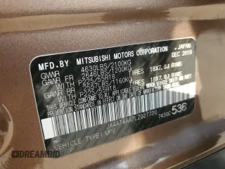 2020 Mitsubishi Eclipse Cross LE with VIN JA4AT4AA7LZ027720, listed as a Copart auction lot 48547504 with 52,089 mi miles and Salvage title. Bid and sale history available at DreamBid. Image 14.