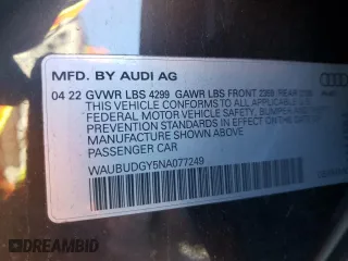 2022 Audi A3 Premium Plus with VIN WAUBUDGY5NA077249, listed as a Copart auction lot 69011232 with 0 mi miles. Bid and sale history available at carsss.com. Image 13.