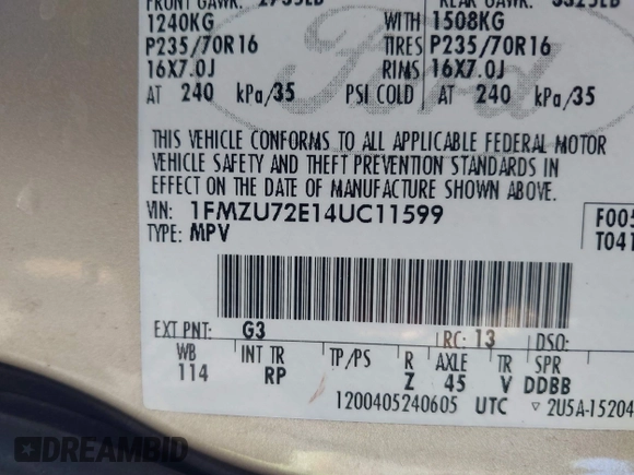 2004 Ford Explorer XLS z VIN 1FMZU72E14UC11599, wystawiony jako IAAI lot #41749597 z przebiegiem 82 805 mil mil oraz . Historia ofert i sprzedaży dostępna na DreamBid. Obrazek 9.