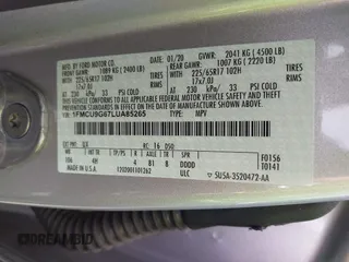 2020 Ford Escape SE z VIN 1FMCU9G67LUA85265, wystawiony jako IAAI lot #42389104 z przebiegiem 66 608 mil mil oraz . Historia ofert i sprzedaży dostępna na DreamBid. Obrazek 9.