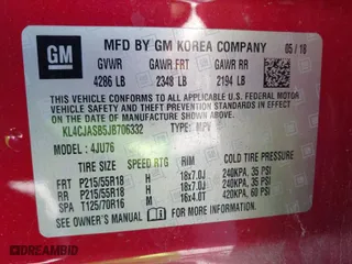 2018 Buick Encore Preferred with VIN KL4CJASB5JB706332, listed as a IAAI auction lot 41555360 with NaN miles. Bid and sale history available at carsss.com. Image 9.