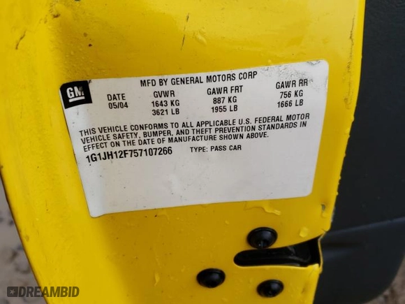 2005 Chevrolet Cavalier LS Sport with VIN 1G1JH12F757107266, listed as a Copart auction lot 78903593 with 0 mi miles and Salvage Title. Bid and sale history available at carsss.com. Image 13.