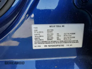 2023 Tesla Model Y Long Range with VIN 7SAYGAEE8PF927092, listed as a Copart auction lot 53917185 with 17,639 mi miles and Salvage Title. Bid and sale history available at DreamBid. Image 12.