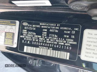 2015 Kia Optima SX Turbo с VIN 5XXGR4A69FG421169, выставлен на аукционе IAAI как лот 41912655 с пробегом 82 380 миль миль и . История ставок и продаж доступна на DreamBid. Изображение 9.