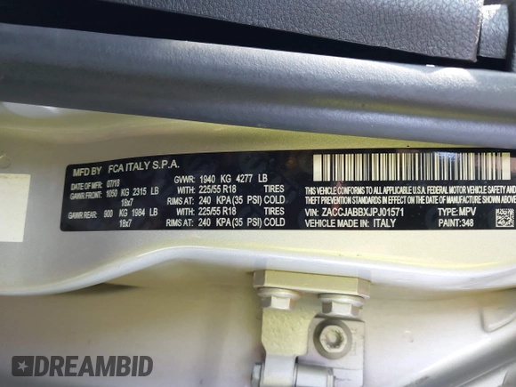 2018 Jeep Renegade Altitude с VIN ZACCJABBXJPJ01571, выставлен на аукционе IAAI как лот 41629753 с пробегом 85 634 миль миль и . История ставок и продаж доступна на DreamBid. Изображение 9.
