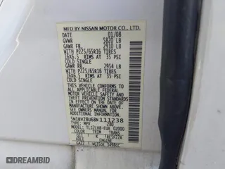 2008 Nissan Quest SE with VIN 5N1BV28U68N111238, listed as a IAAI auction lot 42055962 with 173,112 mi miles. Bid and sale history available at carsss.com. Image 9.