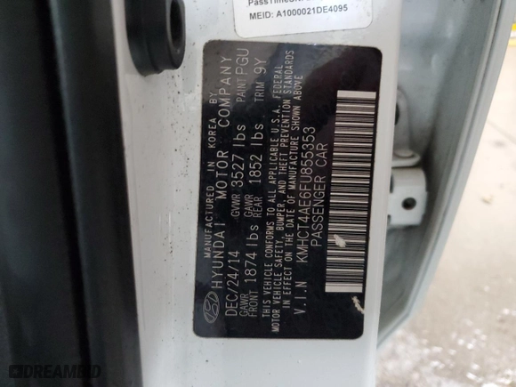 2015 Hyundai Accent GLS with VIN KMHCT4AE6FU855353, listed as a Copart auction lot 49717395 with 83,590 mi miles and Salvage Title. Bid and sale history available at carsss.com. Image 13.