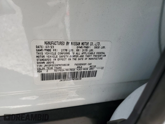 2023 Nissan ARIYA Platinum+ with VIN JN1DF0CD9PM708039, listed as a Copart auction lot 64815065 with 20,236 mi miles and Salvage title. Bid and sale history available at DreamBid. Image 14.