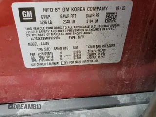 2021 Chevrolet Trax LS z VIN KL7CJKSB5MB327988, wystawiony jako Copart lot #56778645 z przebiegiem 26 312 mil mil oraz Nie do naprawy • Non repairable. Historia ofert i sprzedaży dostępna na DreamBid. Obrazek 12.