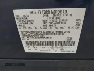 2017 Ford Explorer XLT z VIN 1FM5K8D87HGA65814, wystawiony jako IAAI lot #42658041 z przebiegiem 82 560 mil mil oraz . Historia ofert i sprzedaży dostępna na DreamBid. Obrazek 9.