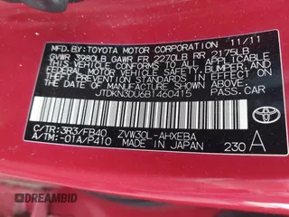 2011 Toyota Prius I z VIN JTDKN3DU6B1460415, wystawiony jako IAAI lot #42376205 z przebiegiem 186 439 mil mil oraz . Historia ofert i sprzedaży dostępna na DreamBid. Obrazek 9.