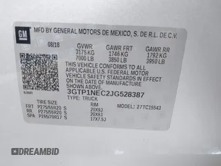 2018 GMC Sierra 1500 SLT with VIN 3GTP1NEC2JG528387, listed as a IAAI auction lot 42598955 with Not provided miles and . Bid and sale history available at DreamBid. Image 9.