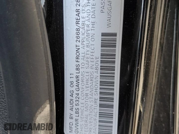2012 Audi A7 Prestige with VIN WAUSGAFC8CN015376, listed as a Copart auction lot 41500135 with 109,981 mi miles and Salvage title. Bid and sale history available at DreamBid. Image 12.