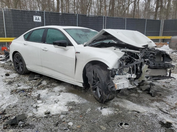 2021 Acura TLX w/A-Spec Package with VIN 19UUB5F51MA014230, listed as a Copart auction lot 89163515 with 0 mi miles and Salvage Title. Bid and sale history available at carsss.com. Image 4.
