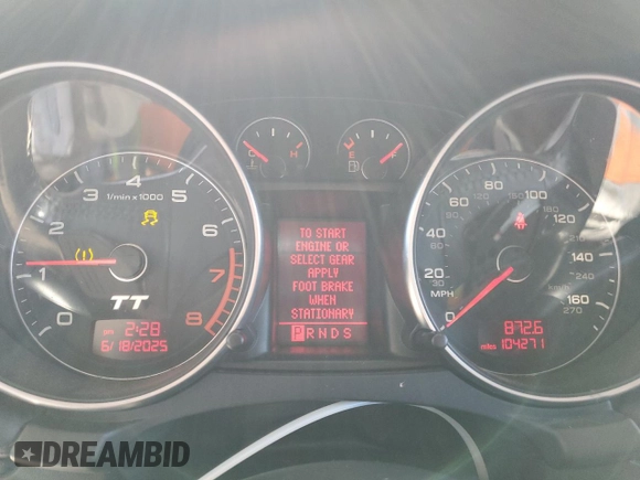 2008 Audi TT 2.0T with VIN TRUMF38J481034405, listed as a Copart auction lot 61779265 with 104,271 mi miles and Salvage title. Bid and sale history available at DreamBid. Image 9.