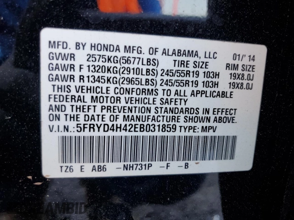 2014 Acura MDX Technology with VIN 5FRYD4H42EB031859, listed as a Copart auction lot 62198125 with 154,400 mi miles and Salvage title. Bid and sale history available at DreamBid. Image 13.