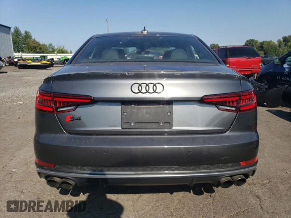 2018 Audi S4 Premium Plus with VIN WAUB4AF44JA019933, listed as a Copart auction lot 65963144 with 45,694 mi miles and Salvage Title. Bid and sale history available at carsss.com. Image 6.