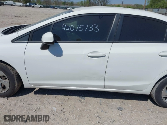 2013 Honda Civic LX with VIN 19XFB2F55DE024293, listed as a IAAI auction lot 42075733 with 121,531 mi miles and . Bid and sale history available at DreamBid. Image 14.
