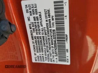 2004 Honda Element EX z VIN 5J6YH28594L022228, wystawiony jako Copart lot #57143675 z przebiegiem Nie podano mil oraz Szkoda całkowita • Salvage title. Historia ofert i sprzedaży dostępna na DreamBid. Obrazek 12.