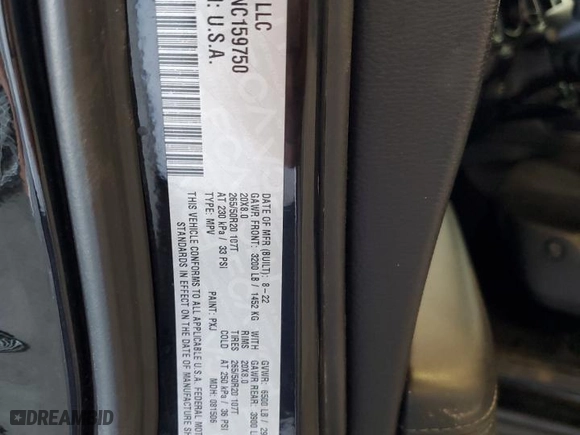 2022 Dodge Durango SXT with VIN 1C4RDHAG8NC159750, listed as a Copart auction lot 71985584 with 45,753 mi miles and Salvage Title. Bid and sale history available at carsss.com. Image 15.