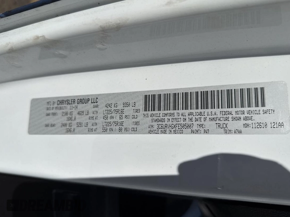 2015 Ram ProMaster Cargo with VIN 3C6URVHGXFE505007, listed as a Copart auction lot 80241974 with 152,673 mi miles and Salvage Title. Bid and sale history available at DreamBid. Image 10.