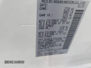 2025 Infiniti QX60 Luxe with VIN 5N1AL1FS6SC351230, listed as a IAAI auction lot 42285154 with 310 mi miles and . Bid and sale history available at DreamBid. Image 9.