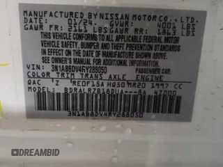 2024 Nissan Sentra SR with VIN 3N1AB8DV4RY288050, listed as a Copart auction lot 43603115 with 5,772 mi miles and Salvage Title. Bid and sale history available at carsss.com. Image 12.