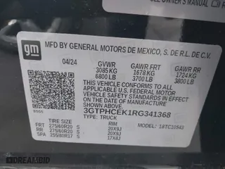 2024 GMC Sierra 1500 Elevation with VIN 3GTPHCEK1RG341368, listed as a IAAI auction lot 41475884 with 5,747 mi miles. Bid and sale history available at carsss.com. Image 9.