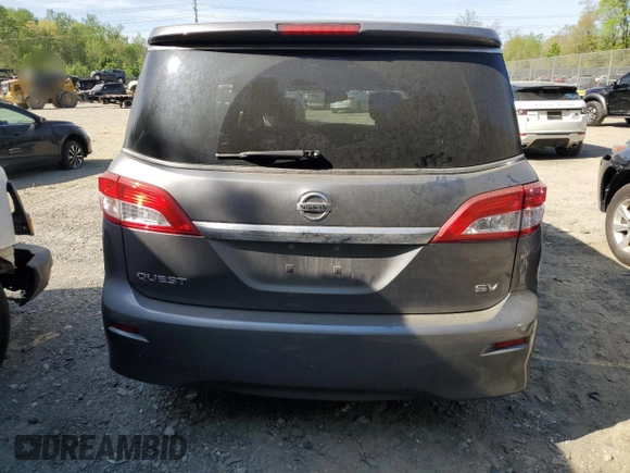 2015 Nissan Quest SV with VIN JN8AE2KP7F9120821, listed as a Copart auction lot 53998065 with 106,702 mi miles and Salvage Title. Bid and sale history available at carsss.com. Image 6.