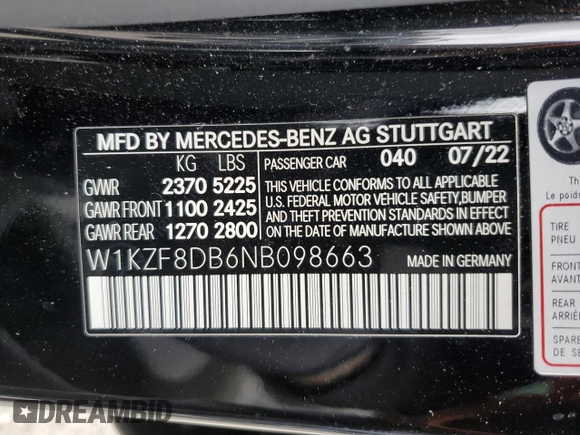 2022 Mercedes-Benz E 350 z VIN W1KZF8DB6NB098663, wystawiony jako Copart lot #50829005 z przebiegiem 37 548 mil mil oraz Szkoda całkowita • Salvage title. Historia ofert i sprzedaży dostępna na DreamBid. Obrazek 13.