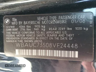 2008 BMW 1 Series 135i with VIN WBAUC73508VF24448, listed as a Copart auction lot 44411745 with 82,385 mi miles and Clean Title. Bid and sale history available at carsss.com. Image 12.