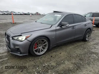 2020 Infiniti Q50 Red Sport 400 with VIN JN1FV7APXLM630723, listed as a Copart auction lot 86551714 with 45,596 mi miles and Salvage Title. Bid and sale history available at carsss.com. Image 1.