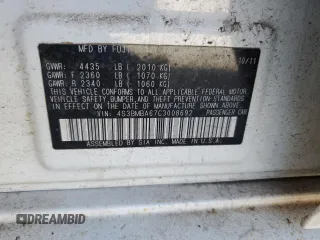 2012 Subaru Legacy 2.5i with VIN 4S3BMBA67C3008692, listed as a Copart auction lot 48593585 with 202,432 mi miles and Salvage Title. Bid and sale history available at DreamBid. Image 15.