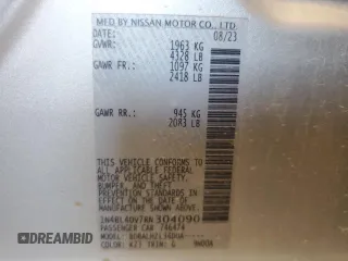 2024 Nissan Altima SV with VIN 1N4BL4DV7RN304090, listed as a Copart auction lot 65217425 with 50,517 mi miles and Clean title. Bid and sale history available at DreamBid. Image 13.