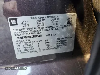 2016 Chevrolet Tahoe LT z VIN 1GNSKBKCXGR365465, wystawiony jako Copart lot #49716705 z przebiegiem Nie podano mil oraz Szkoda całkowita • Salvage title. Historia ofert i sprzedaży dostępna na DreamBid. Obrazek 15.