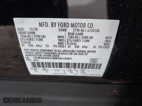 2021 Ford Explorer ST z VIN 1FM5K8GC0MGA12561, wystawiony jako IAAI lot #41891666 z przebiegiem 74 750 mil mil oraz . Historia ofert i sprzedaży dostępna na DreamBid. Obrazek 9.