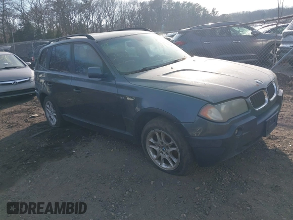 2004 BMW X3 2.5i with VIN WBXPA73474WB26979, listed as a IAAI auction lot 41647877 with 999,999 mi miles. Bid and sale history available at carsss.com. Image 1.