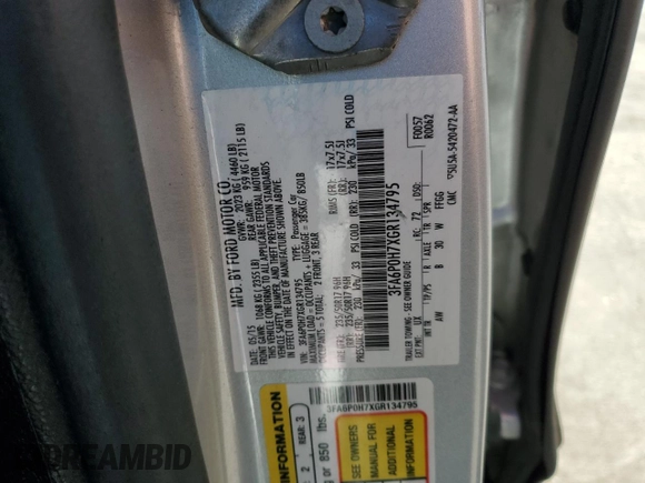 2016 Ford Fusion SE with VIN 3FA6P0H7XGR134795, listed as a Copart auction lot 43694375 with Not Provided miles and Salvage Title. Bid and sale history available at carsss.com. Image 13.
