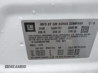 2020 Chevrolet Trax LS with VIN KL7CJKSB8LB074986, listed as a IAAI auction lot 40656872 with 128,582 mi miles and . Bid and sale history available at DreamBid. Image 9.