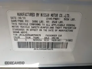 2010 Infiniti EX Journey with VIN JN1AJ0HR6AM756675, listed as a IAAI auction lot 42052881 with 88,762 mi miles and . Bid and sale history available at DreamBid. Image 9.