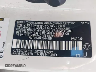 2018 Toyota C-HR XLE z VIN NMTKHMBXXJR041817, wystawiony jako IAAI lot #42174035 z przebiegiem 86 669 mil mil oraz . Historia ofert i sprzedaży dostępna na DreamBid. Obrazek 9.