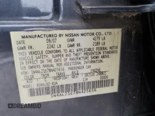 2008 Nissan Altima 2.5 S with VIN 1N4AL21E78N425656, listed as a Copart auction lot 51058995 with 115,893 mi miles and Salvage Title. Bid and sale history available at carsss.com. Image 15.