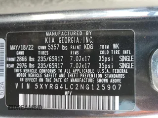 2022 Kia Sorento LX with VIN 5XYRG4LC2NG125907, listed as a Copart auction lot 42705195 with 49,529 mi miles and Salvage Title. Bid and sale history available at carsss.com. Image 13.